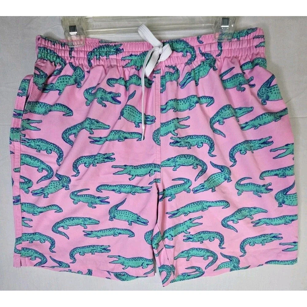 Chubbies Swim Trunks Men's Sz Large Pink Shorts ALLIGATOR Mesh Lined L 7